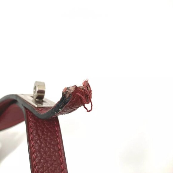 HERMES KellyHardware Pet dog dog dog Lead Leather wine-red/SilverHardware - Picture 4 of 9